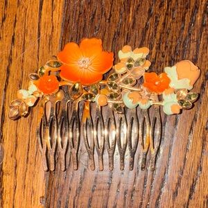 DISNEY STORE LONDON W69PE Floral Orange and Gold Hair Comb